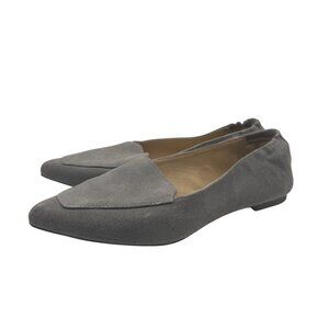 Hush Puppies Suede Gray Pointed Toe Slip On Flats Comfort Size 6.5 Rubber Sole